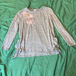Gray Floral Kids Long Sleeve Top